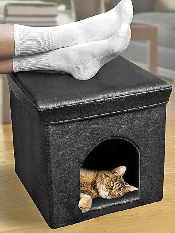 οικιακή γάτα που περιποιείται γάτες σκαμπό επίπλων κρεβατιού με άνοιγμα