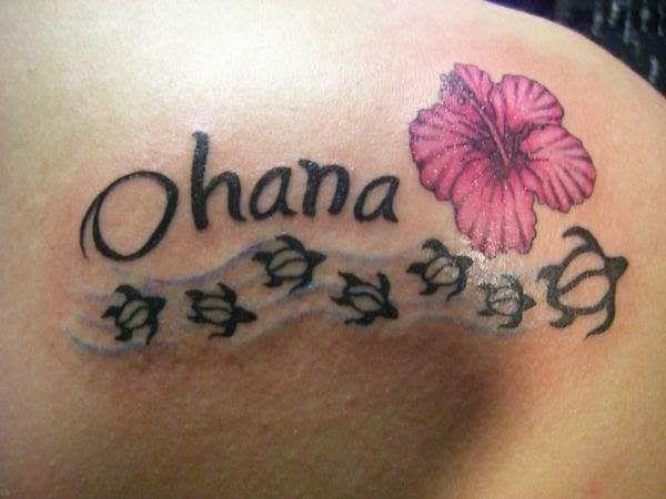Χαβάης ohana τατουάζ ιβίσκος χελώνες
