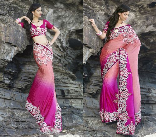 Tonları Of Pink Heavy Work Sari 9