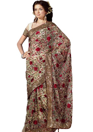 Ağır Zardosi İş Saree