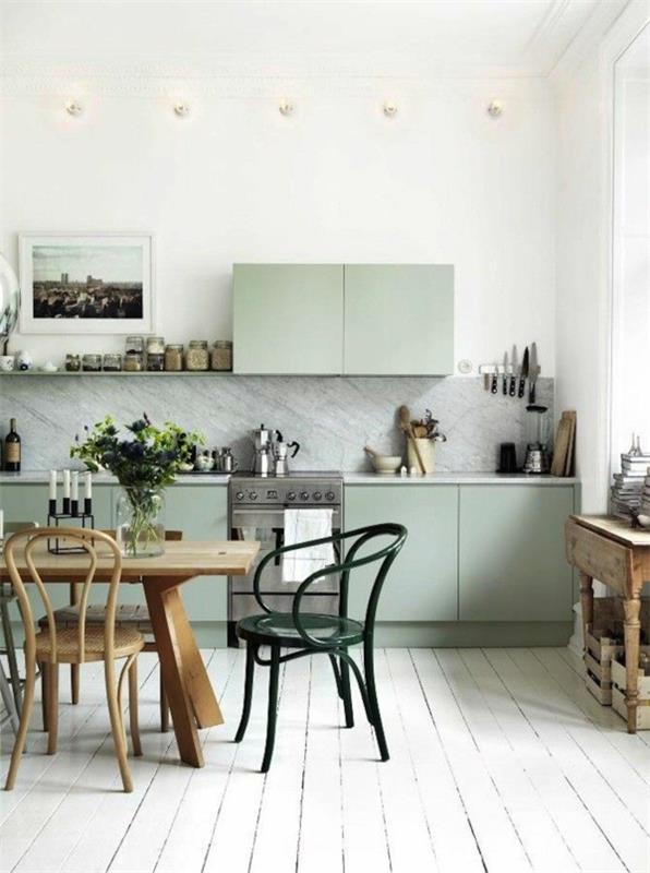 ανοιχτόχρωμα χρώματα τοίχου πράσινο χρώμα αποχρώσεις έπιπλα χρώματος ιδέες κουζίνας