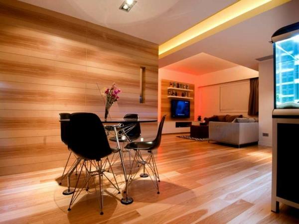 φωτεινά χρώματα τοίχων σαλόνι ξύλινη επένδυση τοίχου ξύλινο βερνίκι δαπέδου