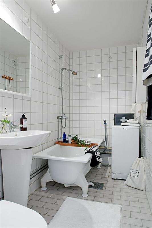 φωτεινό και άνετα επιπλωμένο διαμέρισμα με μπάνιο από λευκά πλακάκια
