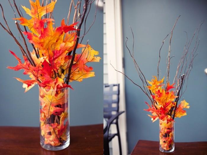φύλλα φθινοπώρου ιδέες χειροτεχνίας diy διακόσμηση βάζο λουλουδιών