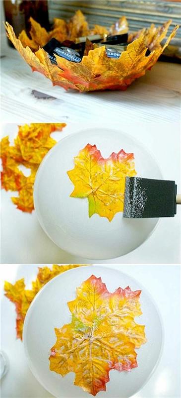 φύλλα φθινοπώρου ιδέες χειροτεχνίας diy διακόσμηση ασημί χαρτί μάσκα