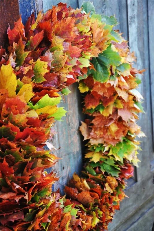 φύλλα φθινοπώρου χειροτεχνίες ιδέες διακόσμηση στεφάνι πόρτας