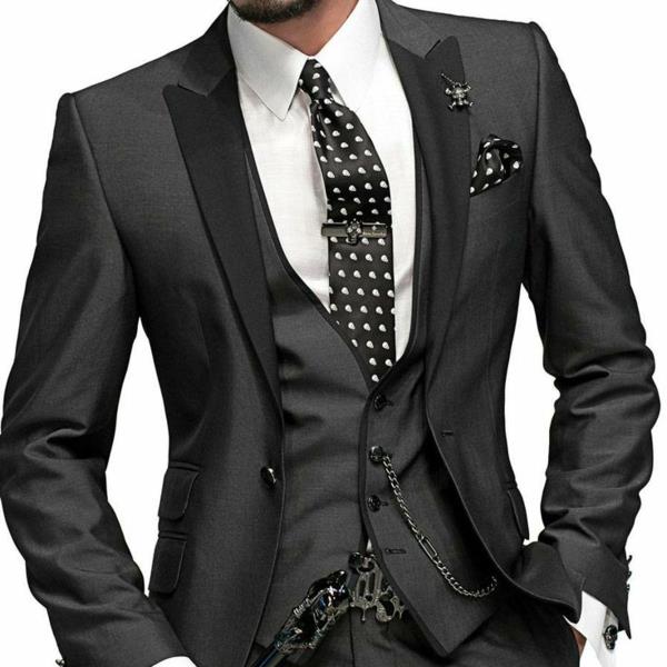 ανδρικό μόδα ιταλικό κοστούμι σακάκι χωρίς σχιστό γιλέκο μαύρο