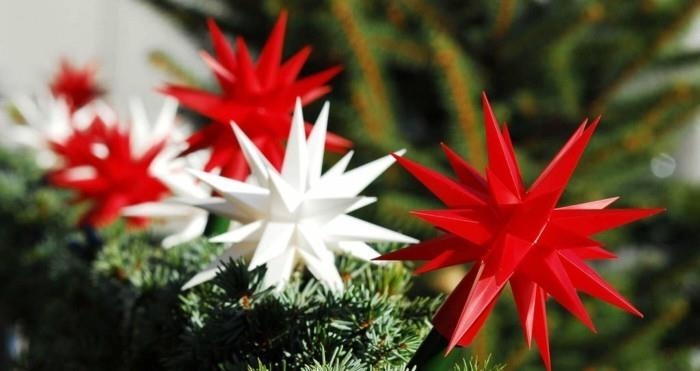 φτιάξτε τη δική σας διακόσμηση χριστουγεννιάτικου δέντρου herrnhuter star κόκκινο λευκό