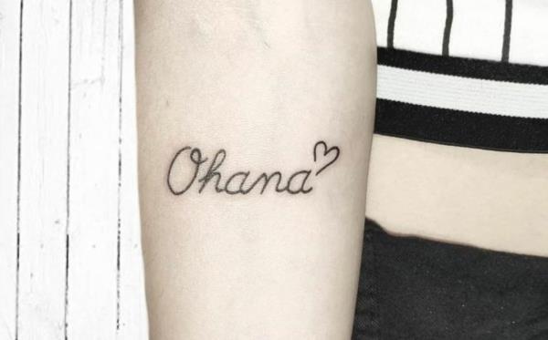 καρδιά ohana τατουάζ μινιμαλιστικό τατουάζ γραμματοσειράς