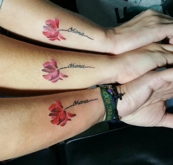 ιβίσκος ohana τατουάζ αντιβράχιο φιλία τατουάζ