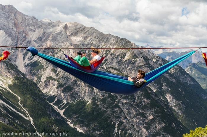 Highline συνάντηση υπαίθριες αιώρες ιταλικές Άλπεις