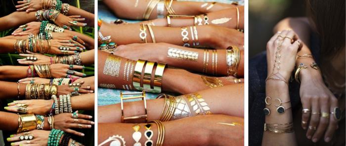 χίπης κοσμήματα ινδικά βραχιόλια βραχιόλια χρυσές πέτρες