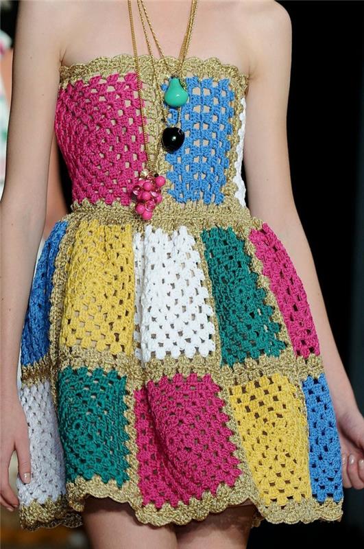 βελονάκι ιδέες χρωματιστό φόρεμα βελονάκι τάσεις της μόδας