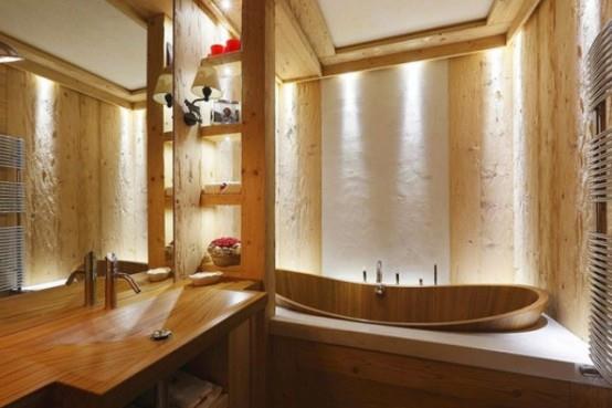 ξύλινο εσωτερικό σπίτι έπιπλα από φυσικό ξύλο μπανιέρα μπάνιου