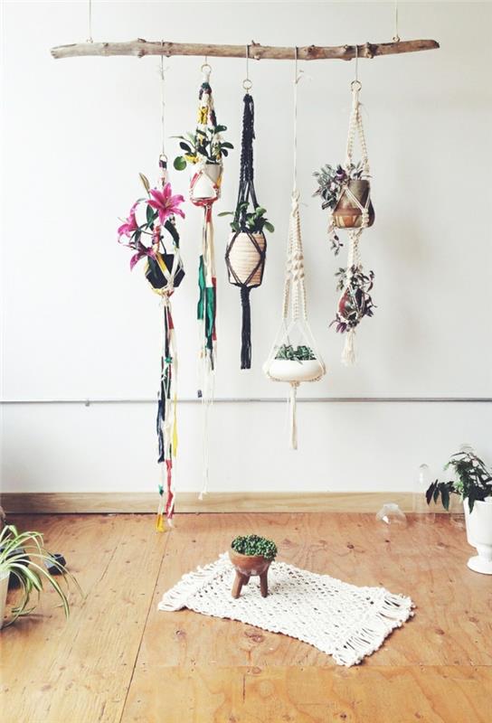 Κρεμαστά γλάστρες Macrame με ασυνήθιστα και ποικίλα σχέδια