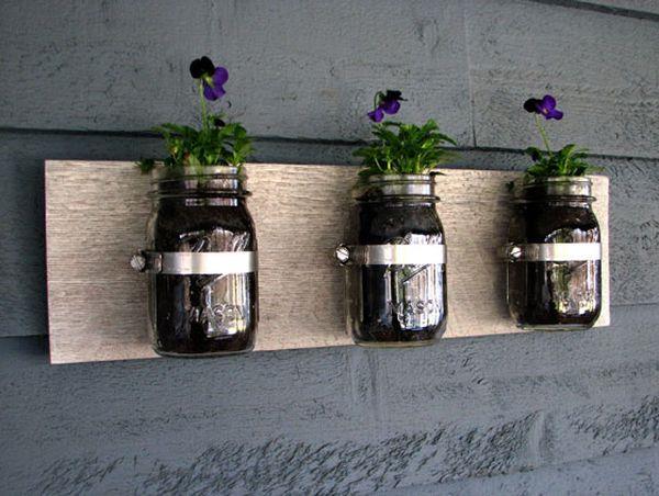 κρεμαστά γλαστράκια εσωτερικά φυτά ξύλινη λωρίδα διακόσμηση τοίχου