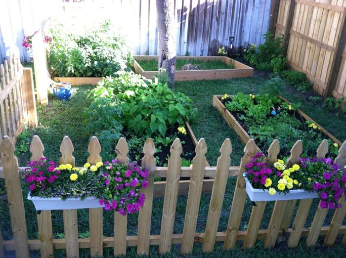 δημιουργήστε υπερυψωμένα κρεβάτια μικρές ιδέες κήπου ξύλινος φράχτης κήπου