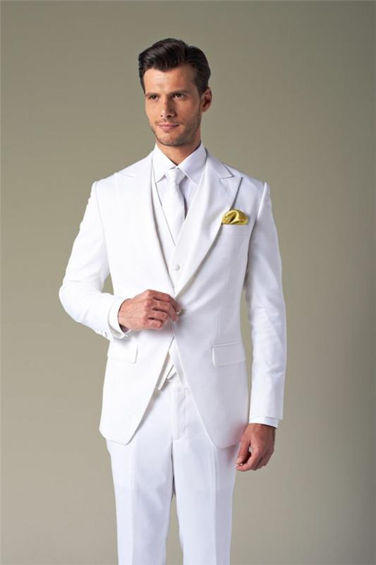 γαμήλιο κοστούμι άνδρες εντελώς σε λευκά κομψά κοστούμια γαμπρός