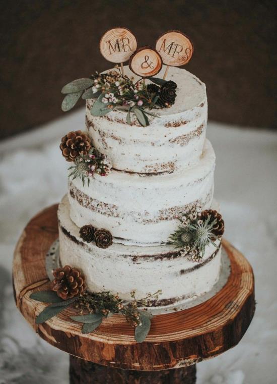 διακοσμήσεις γάμου διακοσμούν τη γαμήλια τούρτα με κώνους
