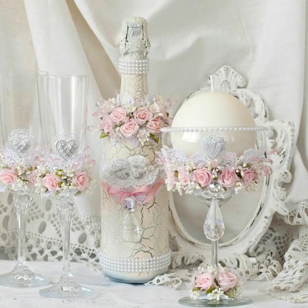 γαμήλια διακόσμηση shabby chic διακόσμηση φτιάξτε μόνοι σας μπουκάλια γυαλιών