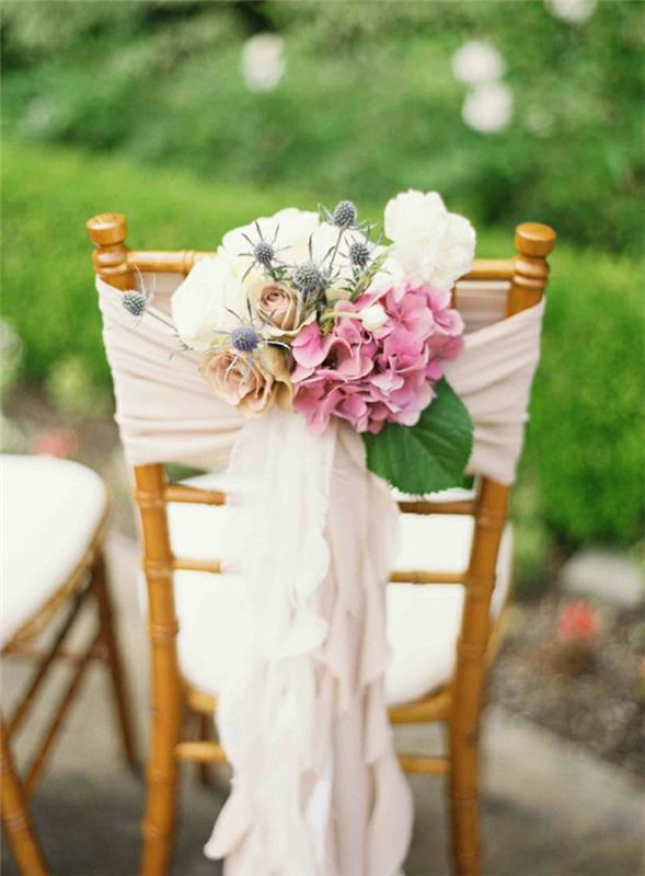 τάσεις διακόσμησης γάμου καρέκλα ορτανσία τριαντάφυλλα