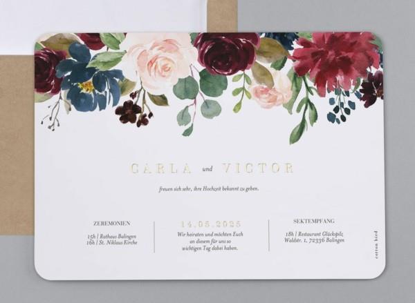 γαμήλιες κάρτες με μοτίβα λουλουδιών