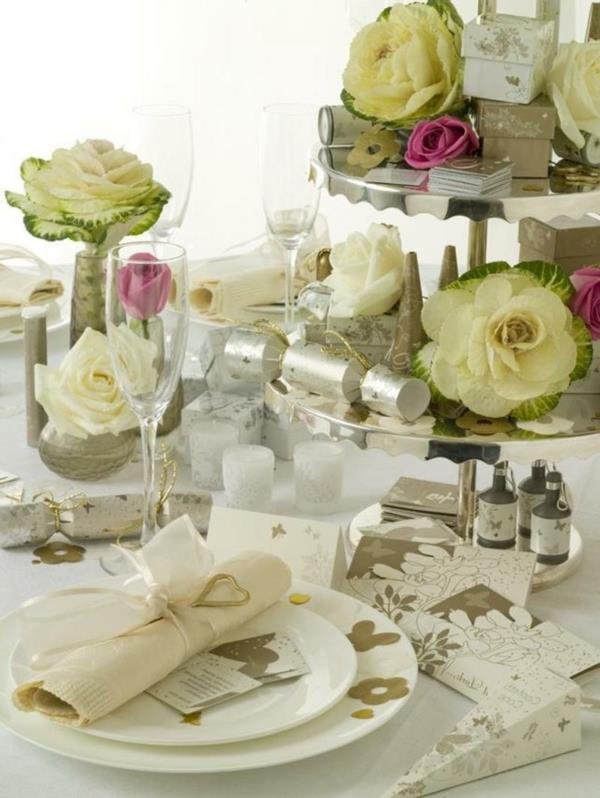 διακόσμηση τραπεζιού γάμου διακοσμητικά τριαντάφυλλα λάχανου