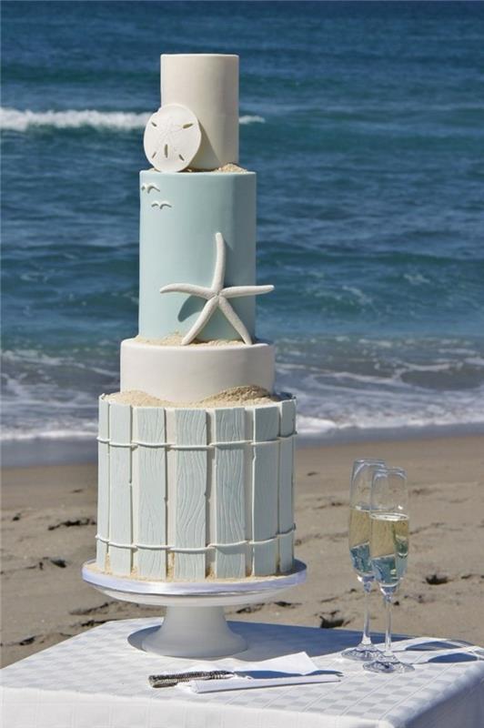 εικόνες γαμήλιας τούρτας για το καλοκαίρι σε μπλε αποχρώσεις