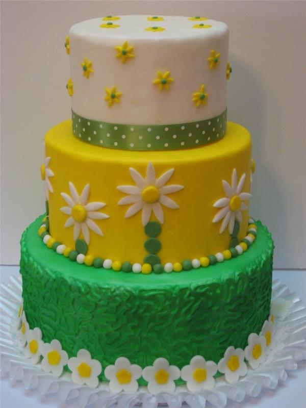 γαμήλια τούρτα εικόνες κίτρινες και πράσινες με μικρά λουλούδια