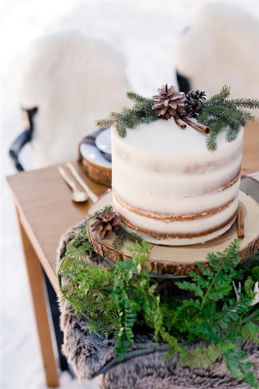 γαμήλια τούρτα hygge στυλ χειμώνα