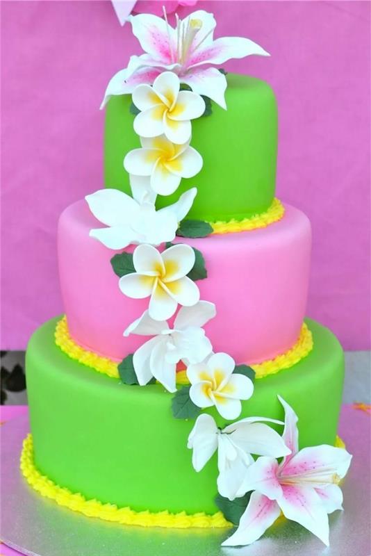 γαμήλιες τούρτες χρωματιστές τούρτες σε στυλ Χαβάης