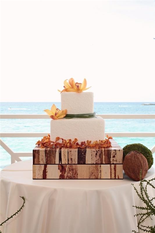 γαμήλιες τούρτες γαμήλια τούρτα χαβάι με μεγάλα λουλούδια