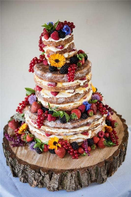 γαμήλιες τούρτες γυμνό κέικ με φρούτα