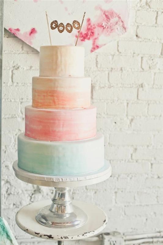 γαμήλιες τούρτες ombre καλοκαιρινή τούρτα σε απαλά παστέλ χρώματα