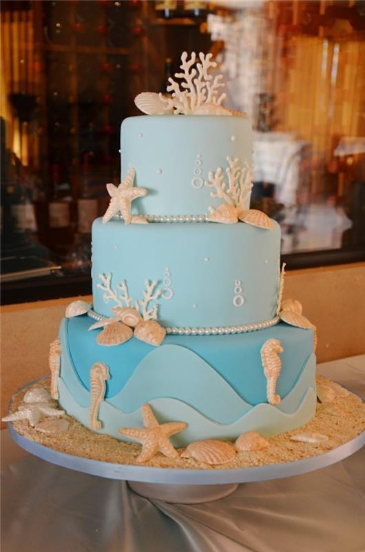 γαμήλιες τούρτες καλοκαιρινή τούρτα με αστέρια κοχύλια και κύματα