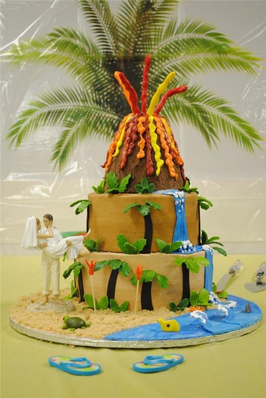 γαμήλια κέικ διακόσμηση κέικ σε τροπικό στιλ για το καλοκαίρι