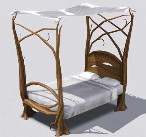 ξύλινο κρεβάτι-πλαίσιο-πλαίσιο-εμπνευσμένη από τη φύση-στρώμα-πρωτότυπο