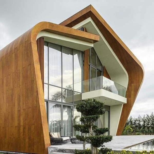 ξύλο, γυαλί και μέταλλο στις όψεις μοντέρνα αρχιτεκτονική