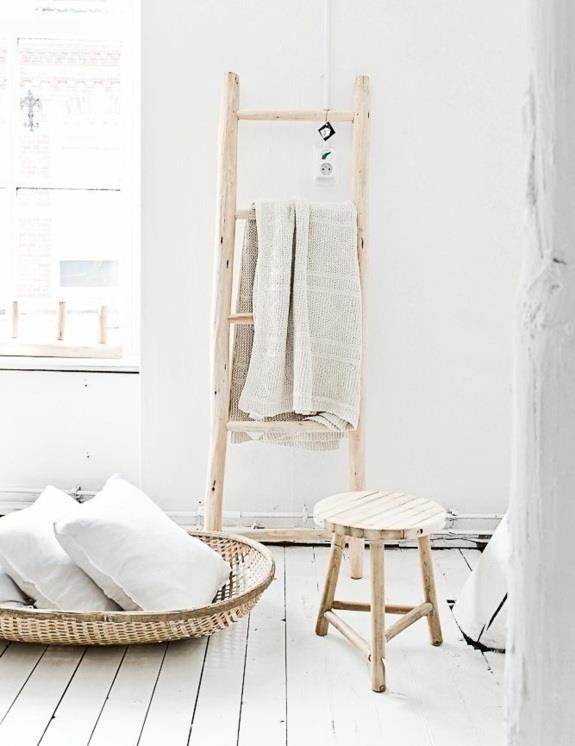 ξύλινη πετσέτα σκάλα έπιπλα μπάνιου ρουστίκ ξύλο μπαστούνι μπάνιου επίπλωση εξοχικό στυλ