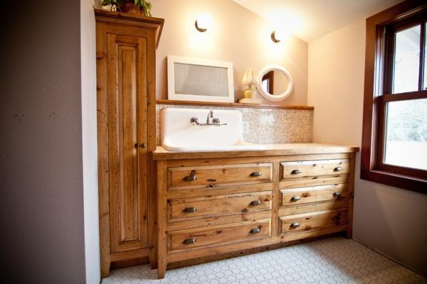 ξύλινα ρουστίκ αξεσουάρ μπάνιου καθρέφτη
