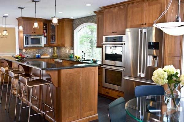 ξύλινες επιφάνειες ντουλάπι κουζίνας φώτα ψυγείου