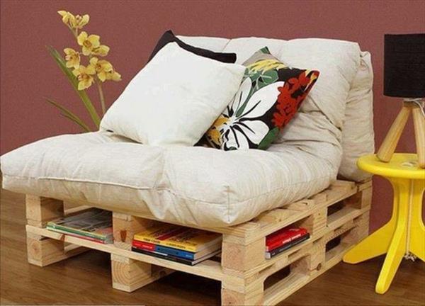 έπιπλα από ξύλο παλέτας DIY ιδέες βαμμένες κίτρινες