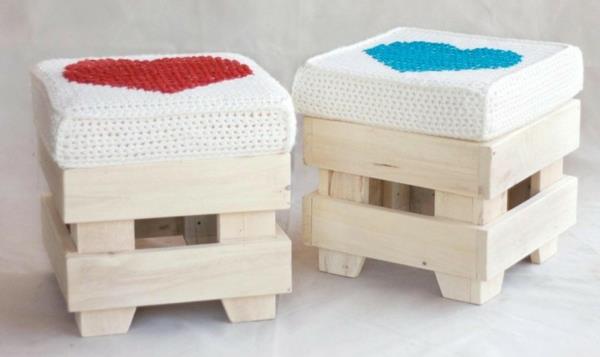 ξύλινα έπιπλα από παλέτες κάντε το μόνοι σας DIY ιδέες χαριτωμένα σκαμπό