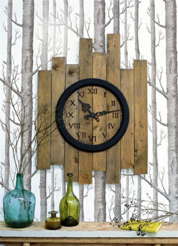 ξύλινα έπιπλα από παλέτες κάντε το μόνοι σας DIY ιδέες ρολόι τοίχου