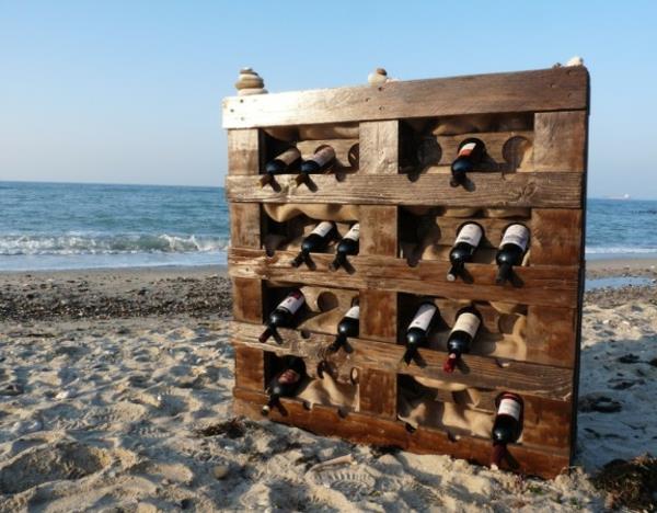 έπιπλα από ξύλο παλέτας κάντε το μόνοι σας DIY ιδέες ράφι κρασιού