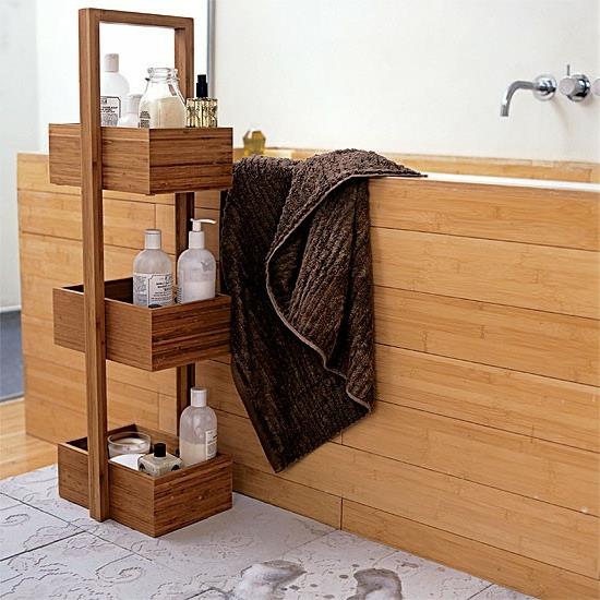ξύλινα πάνελ σπα ράφια μπάνιου
