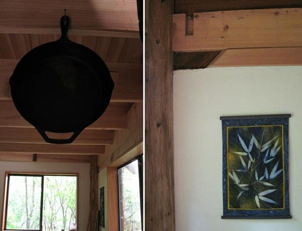 ξύλινη οροφή ιδέα παράθυρο κρεμαστά διακοσμητικά αντικείμενα