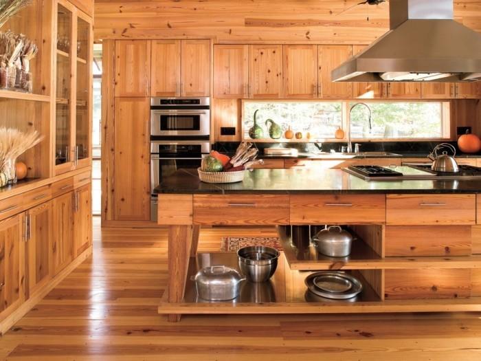 ξύλινη κουζίνα μοντέρνα εμφάνιση άνεση