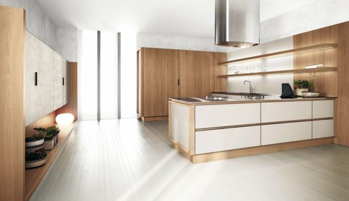 ξύλινη κουζίνα όμορφος συνδυασμός ξύλινων opzik και λευκών επιφανειών