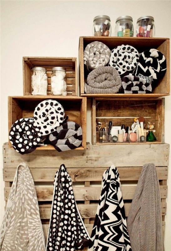 ξύλινα κουτιά diy ιδέες έπιπλα μπάνιου ράφια